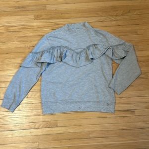 Topshop ruffled mock neck sweatshirt.